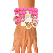 Load image into Gallery viewer, Matte Fuchsia No. 5 Boutique Charm Bracelets
