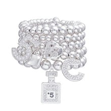 Load image into Gallery viewer, Shiny Silver No. 5 Boutique Charm Bracelets
