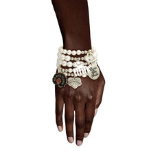 Load image into Gallery viewer, White Pearl Black Girl Magic Charm Bracelets
