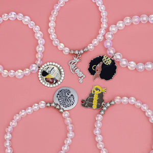 Bracelets Aurbo Bead Black Queen Charm Set