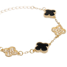 Load image into Gallery viewer, Bracelet Gold Black Clover Station Charm Women
