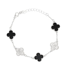 Load image into Gallery viewer, Bracelet Silver Black Clover Station Charm Women
