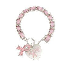 Load image into Gallery viewer, Bracelets Silver Light Pink Hope Cancer Toggle
