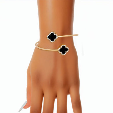 Bangle Gold Black Clover Pave Bracelet for Women