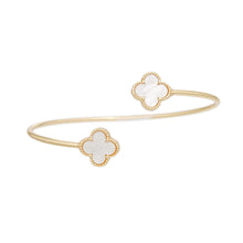 Load image into Gallery viewer, Bangle Gold White Clover Open Bracelet for Women
