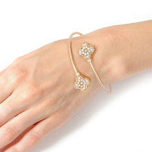 Load image into Gallery viewer, Bangle Gold Pave Quatrefoil Clover Bracelet Women
