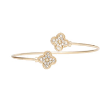 Load image into Gallery viewer, Bangle Gold Pave Quatrefoil Clover Bracelet Women
