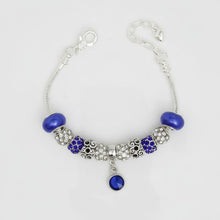 Load image into Gallery viewer, Silver Snake Chain Blue Charm Women's Bracelet
