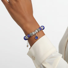 Load image into Gallery viewer, Silver Snake Chain Blue Charm Women's Bracelet

