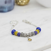 Load image into Gallery viewer, Pandora Style Blue Gold Charm Women's Bracelet
