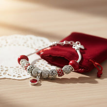 Load image into Gallery viewer, Silver Snake Chain Red Charm Women's Bracelet
