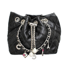 Load image into Gallery viewer, Mini Bucket Black Quilted Parisian Charm Bag
