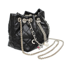 Load image into Gallery viewer, Mini Bucket Black Quilted Parisian Charm Bag
