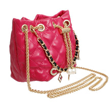 Load image into Gallery viewer, Mini Bucket Red Quilted Parisian Lux Charm Bag
