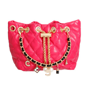 Mini Bucket Red Quilted Parisian Lux Charm Bag