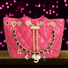 Load image into Gallery viewer, Mini Bucket Red Quilted Parisian Lux Charm Bag
