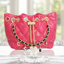 Load image into Gallery viewer, Mini Bucket Red Quilted Parisian Lux Charm Bag
