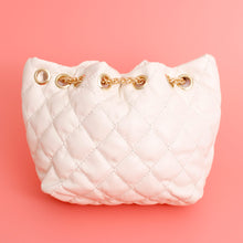 Load image into Gallery viewer, Mini Bucket White Quilted Parisian Lux Charm Bag
