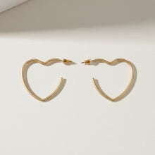 Load image into Gallery viewer, Open Hoop Classic Matte Gold Heart Earrings
