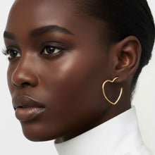 Load image into Gallery viewer, Open Hoop Classic Matte Gold Heart Earrings
