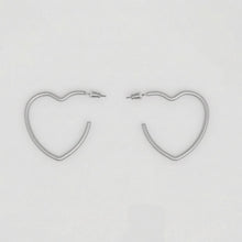 Load image into Gallery viewer, Open Hoop Classic Silver Heart Earrings
