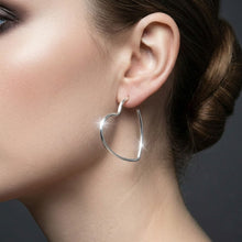 Load image into Gallery viewer, Open Hoop Classic Silver Heart Earrings
