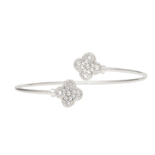 Load image into Gallery viewer, Bangle Silver Pave Quatrefoil Clover Bracelet
