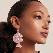 Load image into Gallery viewer, Pink Afro Butterfly Earrings
