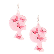 Load image into Gallery viewer, Pink Afro Butterfly Earrings
