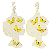 Load image into Gallery viewer, Dangle Yellow Med Afro Butterfly Earrings Women
