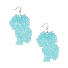 Load image into Gallery viewer, Fish Hooks Aqua Glitter Natural Hair Earrings
