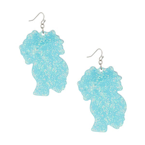 Fish Hooks Aqua Glitter Natural Hair Earrings