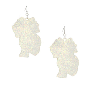 Fish Hooks Clear Glitter Natural Hair Earrings