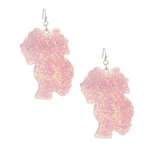 Load image into Gallery viewer, Fish Hooks Pink Glitter Natural Hair Earrings
