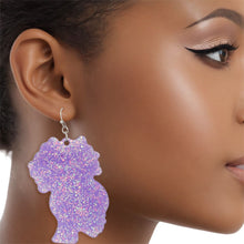 Load image into Gallery viewer, Fish Hooks Purple Glitter Natural Hair Earrings
