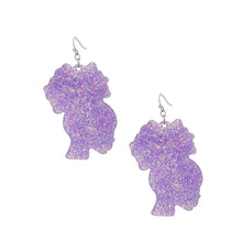 Load image into Gallery viewer, Fish Hooks Purple Glitter Natural Hair Earrings
