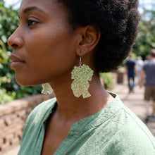 Load image into Gallery viewer, Yellow Iridescent Afro Girl Studs
