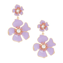 Load image into Gallery viewer, Drop Lavender Gold Tropical Flower Earrings Women
