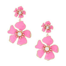 Load image into Gallery viewer, Drop Pink Gold Tropical Flower Earrings for Women
