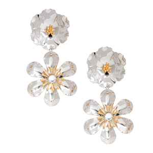 Drop Silver 3D Flower Earrings for Women