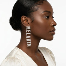 Load image into Gallery viewer, Silver Clear Stone MELANIN Link Dangle Earrings
