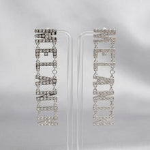 Load image into Gallery viewer, Silver Clear Stone MELANIN Link Dangle Earrings
