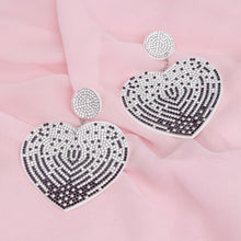 Load image into Gallery viewer, Drop Sparkling Love Black White Heart Earrings
