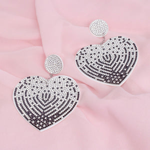 Drop Sparkling Love Black White Heart Earrings