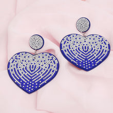 Load image into Gallery viewer, Drop Sparkling Love Blue Heart Dangle Earrings
