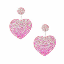 Load image into Gallery viewer, Drop Sparkling Love Pink Heart Dangle Earrings
