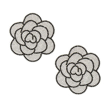 Load image into Gallery viewer, Studs White Flower Rhinestone Fabric Earrings
