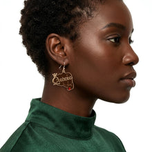 Load image into Gallery viewer, Gold Queen Raised Fist Fish Hook Earrings
