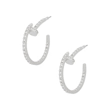 Load image into Gallery viewer, Hoops Silver Rhinestone Nail Style Earrings Women
