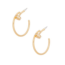 Load image into Gallery viewer, Hoops Polished Gold Nail Style Earrings for Women
